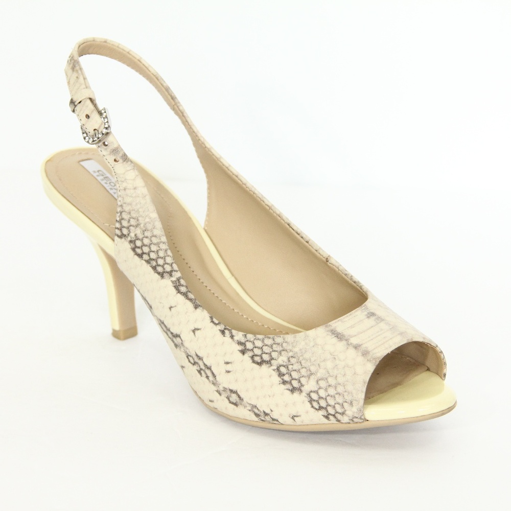 Geox Heels Peep Toe Pumps Women Dress Shoes Eu 39 snakeskin print
